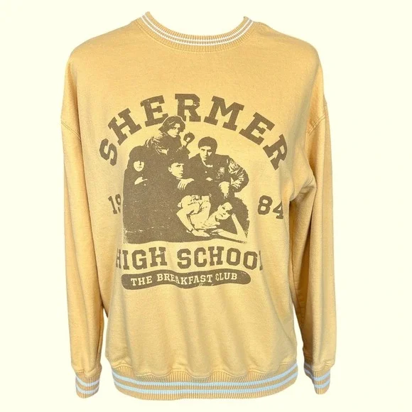 The Breakfast Club Shermer High School 1984 Yellow Sweatshirt, Medium, Brat Pack - Picture 1 of 3